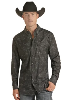 Men's Rock & Roll Cowboy Tec Western Snap Front Shirt #RRMSOSRYZR