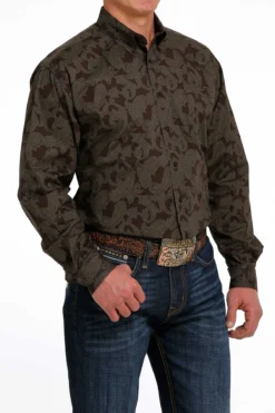 Men's Cinch Brown Button Down Shirt #MTW1105489 -Cowboy Couture Shop 373b7fa65942b77faeb5e7b401998dc7