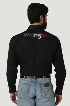 Men's Wrangler Logo Snap Front Shirt #112317124X -Cowboy Couture Shop 6dddbdb41ee3c75943df4ed882d7b425
