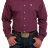 Men's Cinch Solid Purple Button Down Shirt #MTW1105484