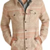 Men's Panhandle Taupe Aztec Shirt Jacket #RRMO92RZWN