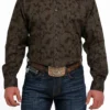 Men's Cinch Brown Button Down Shirt #MTW1105489