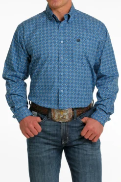 Men's Cinch Blue Button Down Shirt #MTW1105511LTB