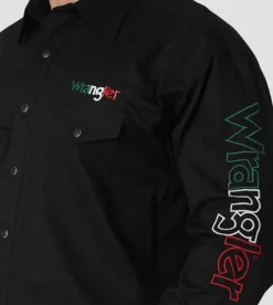 Men's Wrangler Logo Snap Front Shirt #112317124X -Cowboy Couture Shop bbe70dbe3d5ce90f0b473e6ae2224e44