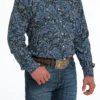 Men's Cinch Paisley Button Down Shirt #MTW1105517NAV