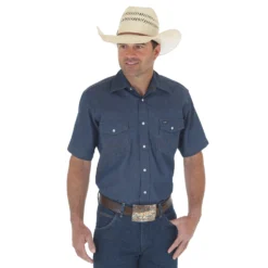 Men's Wrangler Authentic Cowboy Cut Snap Front Work Shirt #MS3127BX (Big And Tall) -Cowboy Couture Shop ww re MS3127B hr 1 092e9948 0d37 4515 a43d f98de49b4382